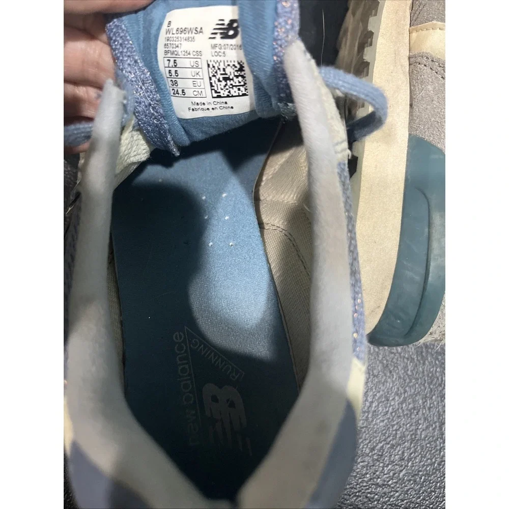 New Balance 696 Womens 7.5 Gray Blue Suede Mesh Sneakers Retro Dad Shoe Gorpcore